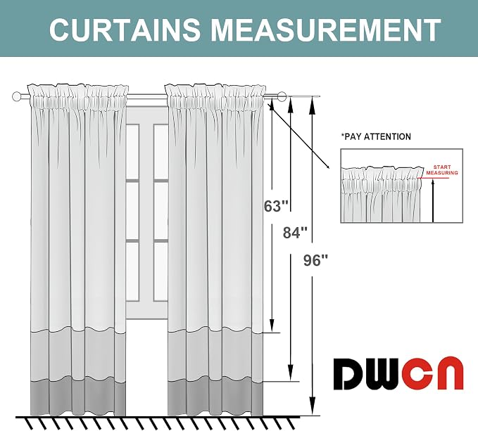 DWCN White Short Room Darkening Curtains - Image 8