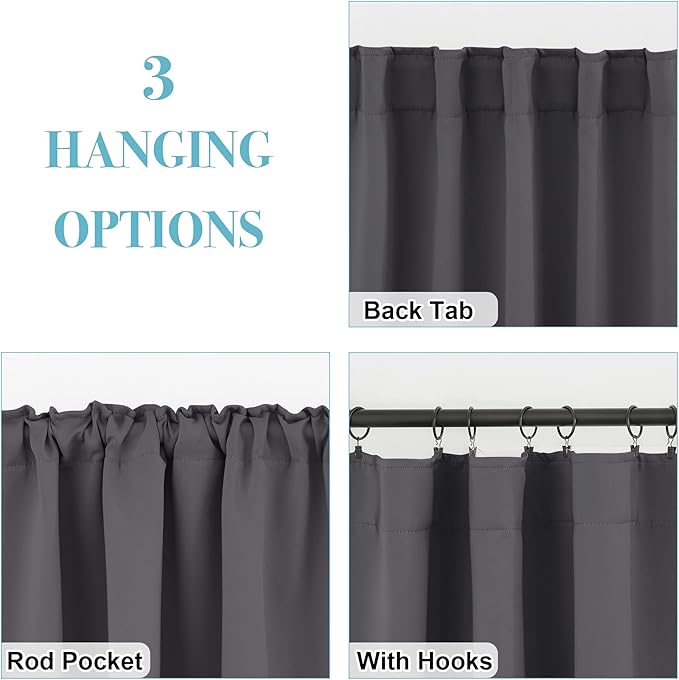 RYB HOME Blackout Curtains for Living Room, Back Tab & Rod Pocket Top - Image 6