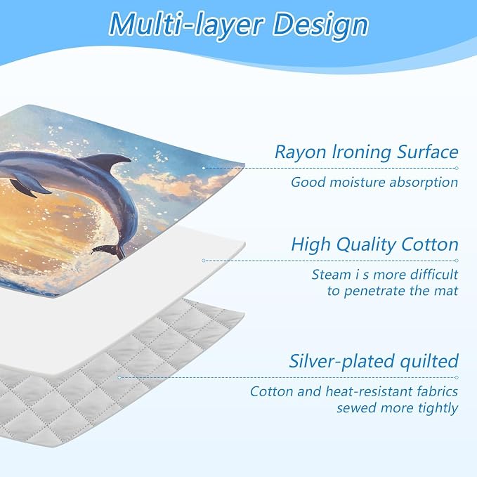 Dolphin Jumping Sunset Blue Ironing Mat Thickened Ironing Blanket Travel - Image 4