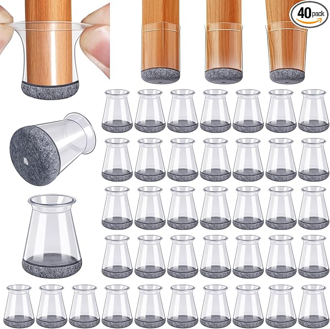 40 Pack Extra Small Chair Leg Floor Protectors Silicone Covers to Protect by BUMACO