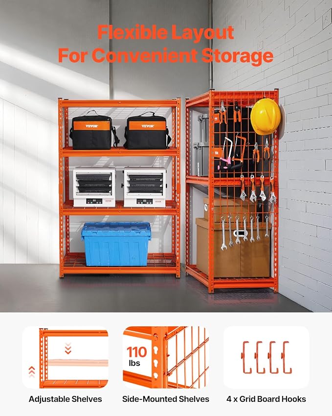 VEVOR Storage Shelves, 2400 lbs, 4 Tier Heavy Duty Garage Shelving, - Image 5