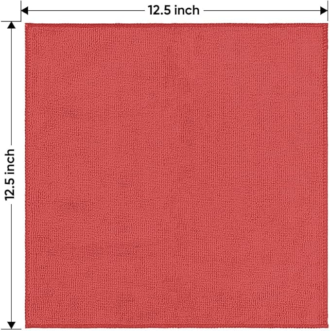 HOMEXCEL Red Microfiber Cleaning Cloth 12 Pack, 12.5 x 12.5 inch Microfiber - Image 7