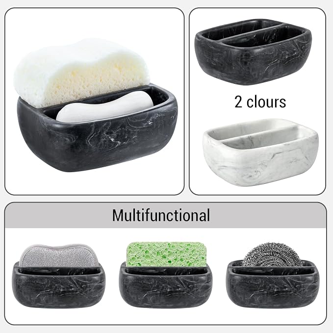 MyGift Modern Black Resin Double Sponge Holder - Image 2