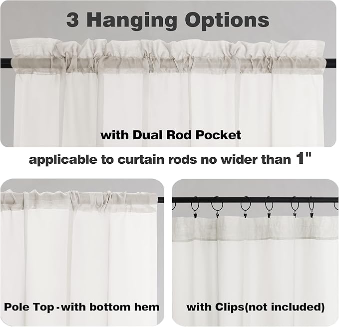 Chyhomenyc Sheer Curtains 63 Inch Length 2 Panels Set, Short Window Curtain - Image 2