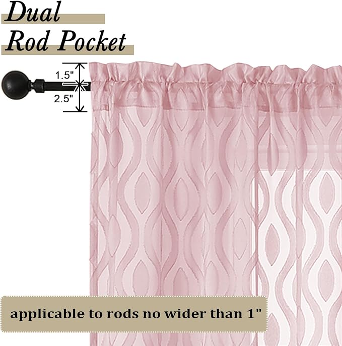 Aiyufeng Blush Pink Sheer Curtains 84 Inches Long 2 Panels Set, Soft Airy - Image 4