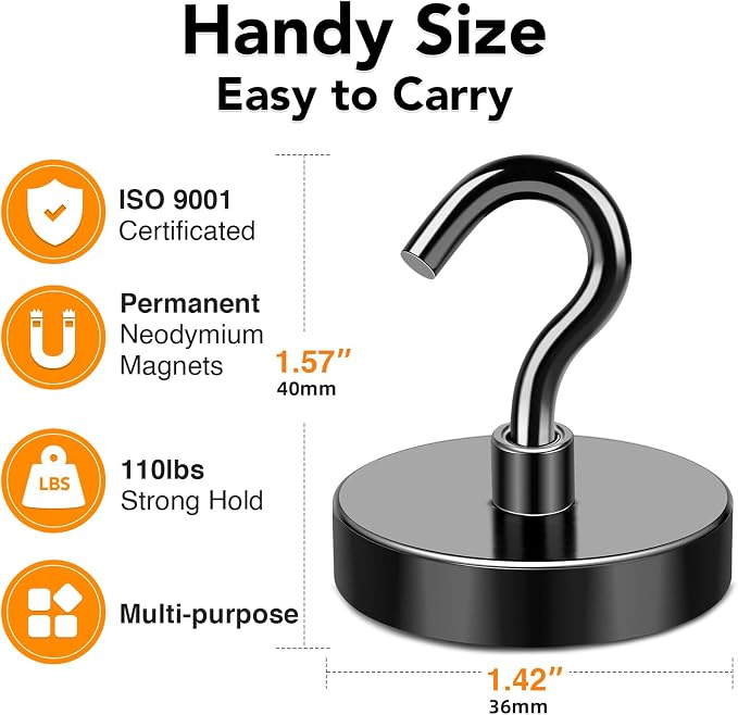 MIKEDE Magnetic Hooks, 150LB Super Strong Magnet Hooks Heavy Duty - Image 4