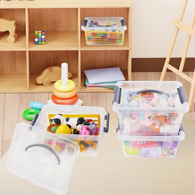 6 Quart Plastic Stackable Storage Latch Bins - Image 6