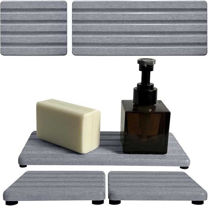 Set of 3 Diatomite Hand Soap Holder, Water Absorbing Stone Tray by Unknown