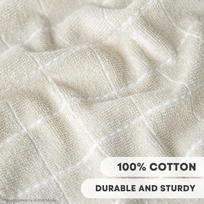 Artoid Mode Checkered Designed Cotton Beige Grey Black Terry Kitchen Dish Cloths - Image 3