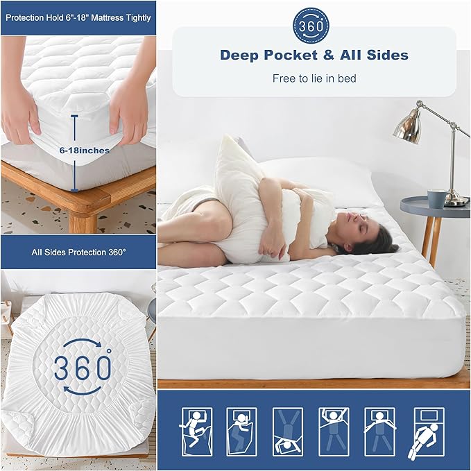GRT Twin Mattress Protector Waterproof, 100% Waterproof Quilted Fitted Mattress - Image 5