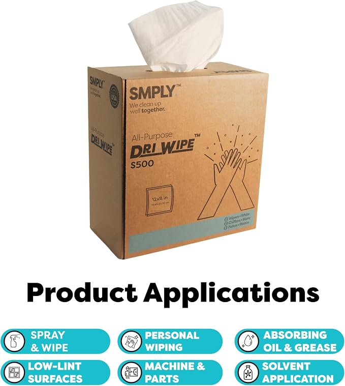 Dri-Wipe S500 by SMPLY Brands – All-Purpose Disposable Wipes, 10 Boxes of 176 - Image 7