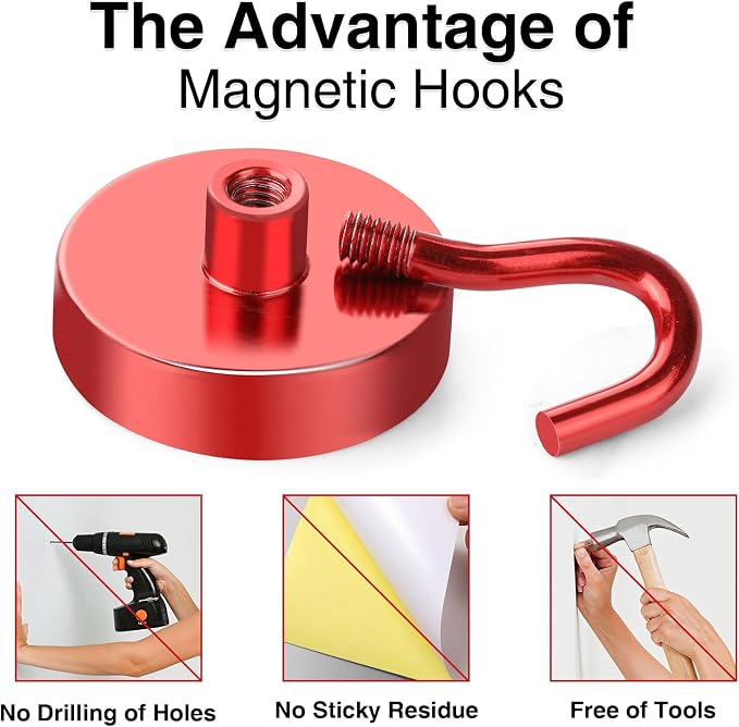 MIKEDE Magnetic Hooks Heavy Duty, 150LB Strong Magnet - Image 5