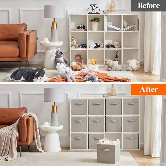 Lifewit 13 Inch Cube Storage Bins, 12 Packs Storage Cubes Foldable Decorative - Image 6