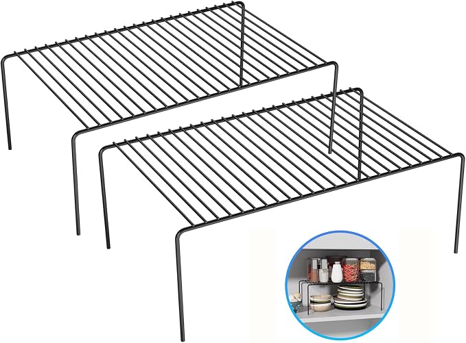 LargeBlack Cabinet Storage Shelf Rack Set of 2, Rustproof Metal Wire Kitchen by DPZM