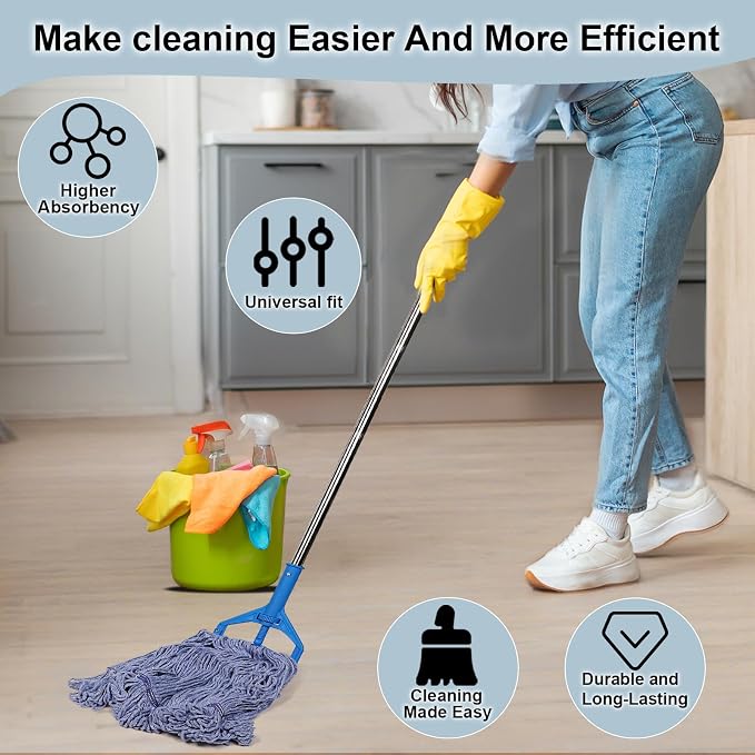 JERIA 4 Pack Heavy Duty Mop Head Replacements, String Mop Head - Image 8