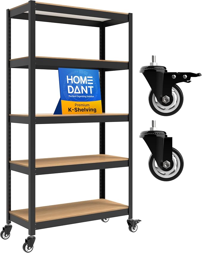 HOMEDANT House 5-Tier Metal Rolling Cart Shelf Rack Casters Heavy Duty by TheBestOrganizingSolution