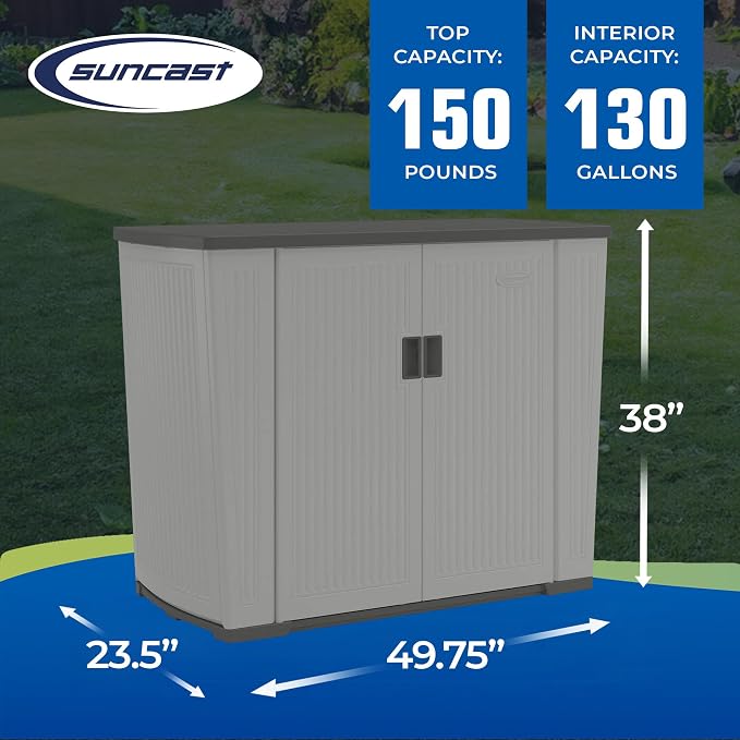 Suncast Outdoor Storage Shed for Patio and Garden, Backyard Oasis, 130 Gallon - Image 3