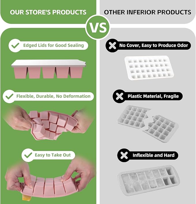 Silicone Ice Cube Tray, 2 Pack Easy-Release Stackable Ice Trays - Image 6