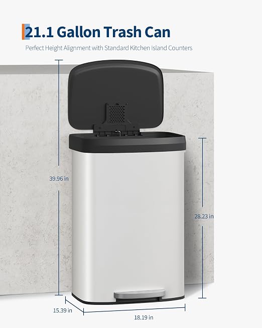 Garvee 21 Gallon / 80 Liter Metal Trash Can - Image 6