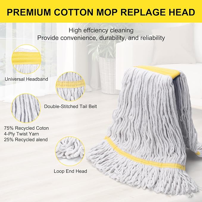 KeFanta 3 Pack Heavy Duty Commercial Mop Head Replacement, Wet Industrial - Image 6