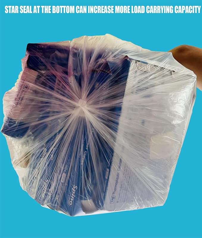 55-60 Gallon Trash Bags, Heavy Duty Clear Plastic Recycling Garbage Bags - Image 5