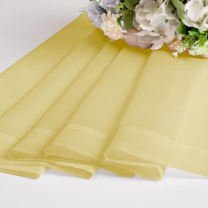 Chyhomenyc Sheer Yellow Tier Curtains 24 Inch Length, Small Window Curtains - Image 8