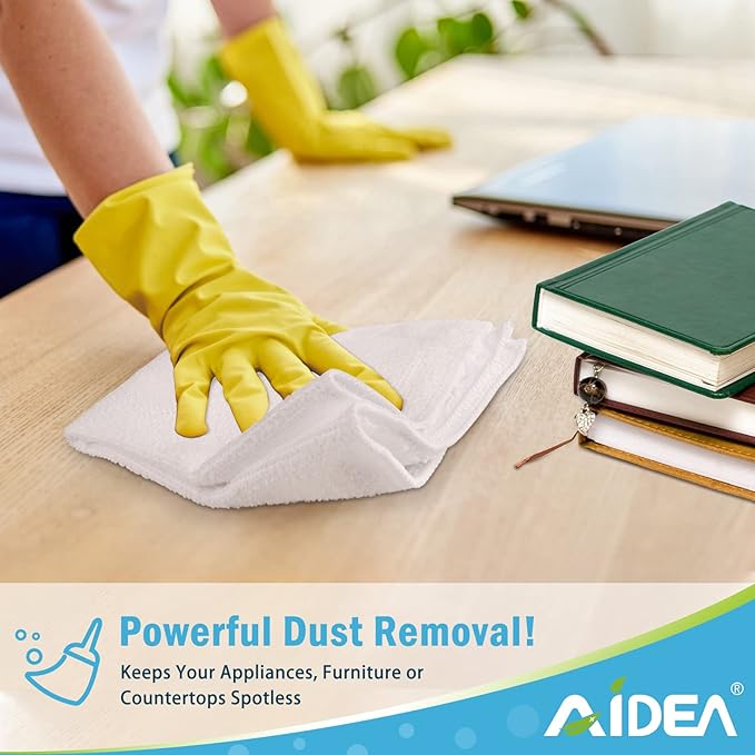 AIDEA Microfiber Cleaning Cloth 12PK, Dish Cloths White, Strong Water Absorption - Image 4