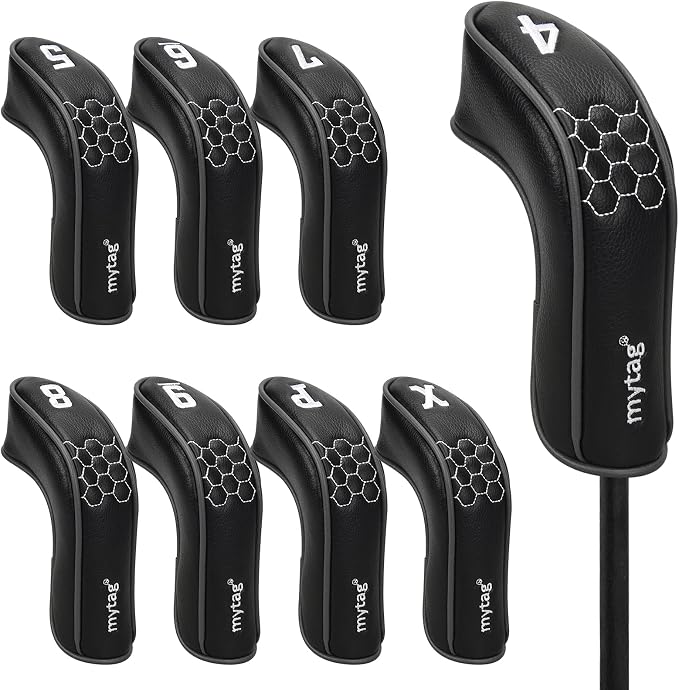 mytag 8PCS Golf Hybrid Iron Covers Set, Knit Hybrid Head Covers, Fits Cobra T by MytagGolf