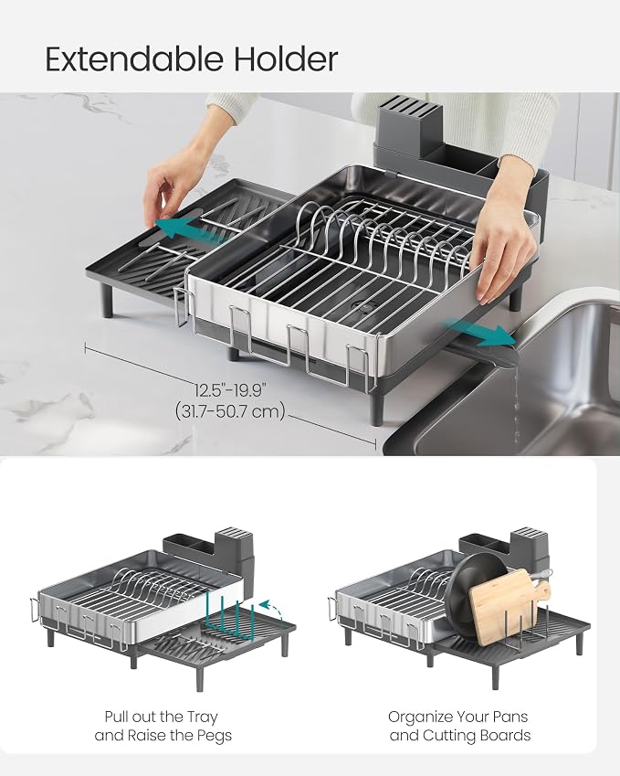 SONGMICS Large Dish Drying Rack, Expandable Dish Dryer - Image 5