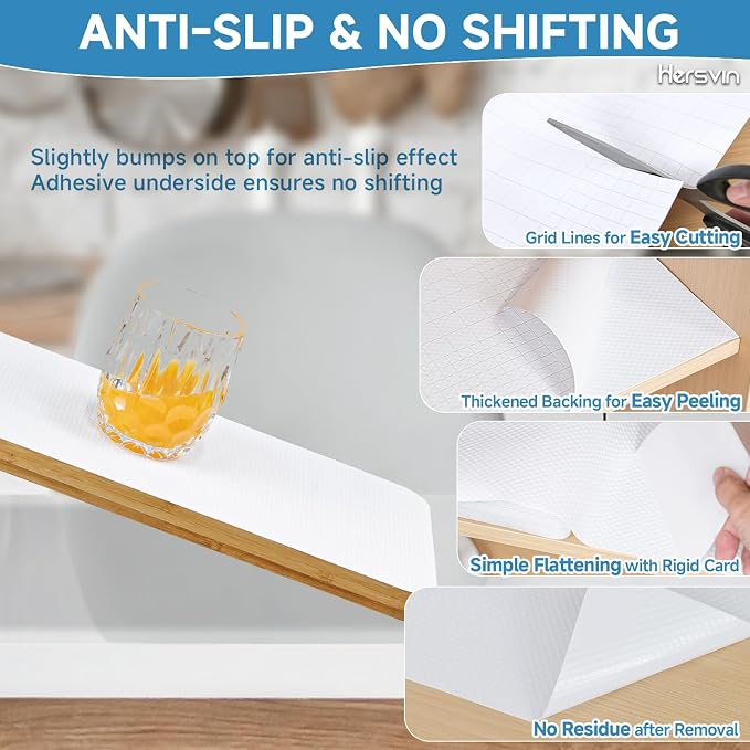 Shelf Liners 10 in x 20 ft Self-Adhesive EVA Drawer Mats, Cupboard Protector - Image 2