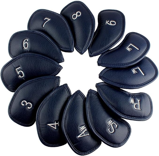 CRAFTSMAN GOLF 12pcs or 1pc Thick Synthetic Leather Golf Iron Head Covers Set - Image 2