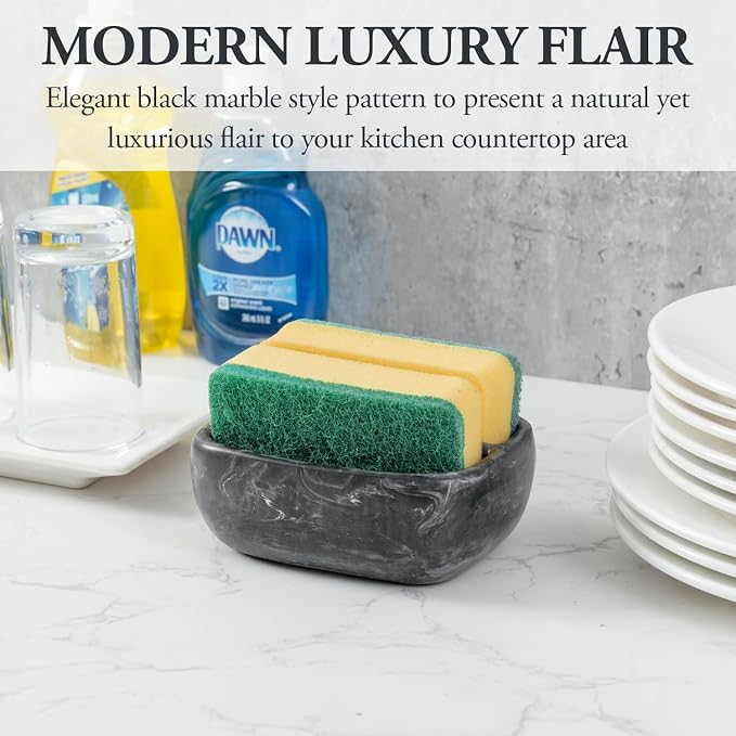 MyGift Modern Black Resin Double Sponge Holder - Image 5