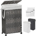 70L Slim Laundry Hamper with Lid & Wheels, Rolling Laundry Basket with 2 by Hiagnete