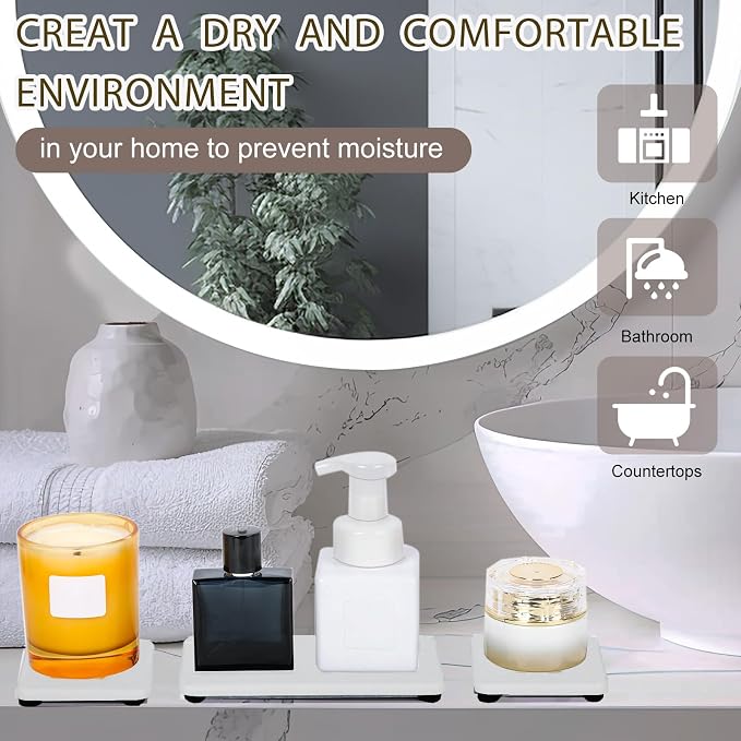 6PCS Stone Drying Tray for Bathroom Counter, Fast Drying Diatomite Stone Sink - Image 6