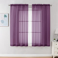 Chyhomenyc Plum Sheer Curtains 63 Inch Length 2 Panels, Rod Pocket Solid Window by Chyhomenyc
