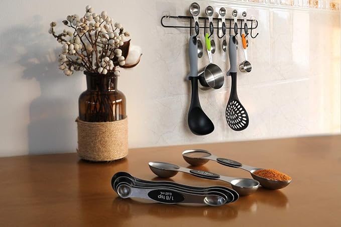 Magnetic Measuring Spoons Set Stainless Steel Dual Sided Stackable Teaspoon - Image 8