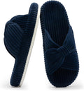 Chantomoo Slippers for Women Memory Foam House Bedroom Corduroy Bow Crossbands by Chantomoo