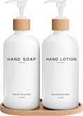 White Glass Soap and Lotion Dispenser Set by BrighterBarns