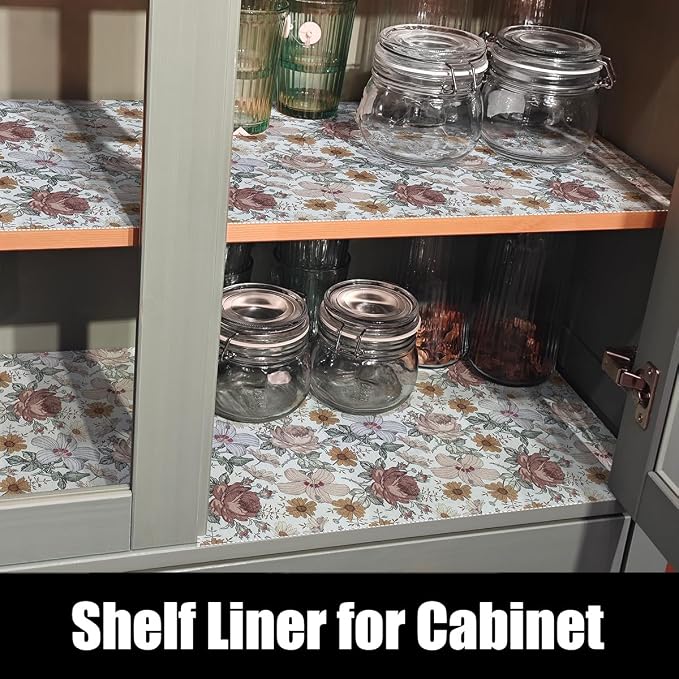 Floral Drawer Shelf Liners, Non Adhesive and Strong Non-Slip Cabinet Drawer - Image 6