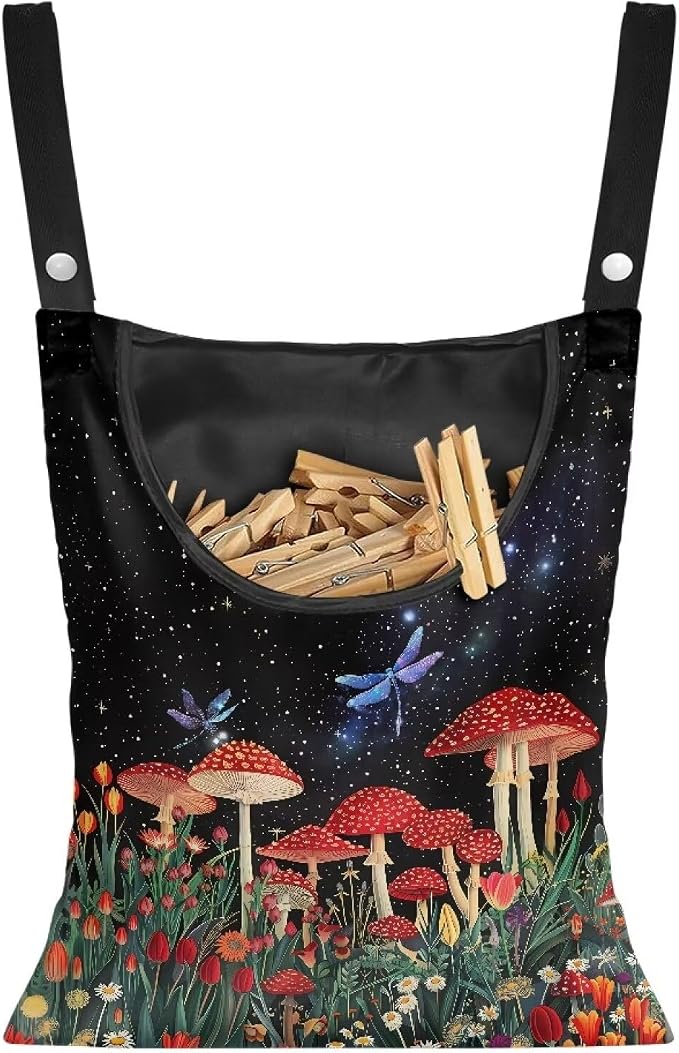 Red Mushroom Laundry Clothespin Bag by CREAMIC