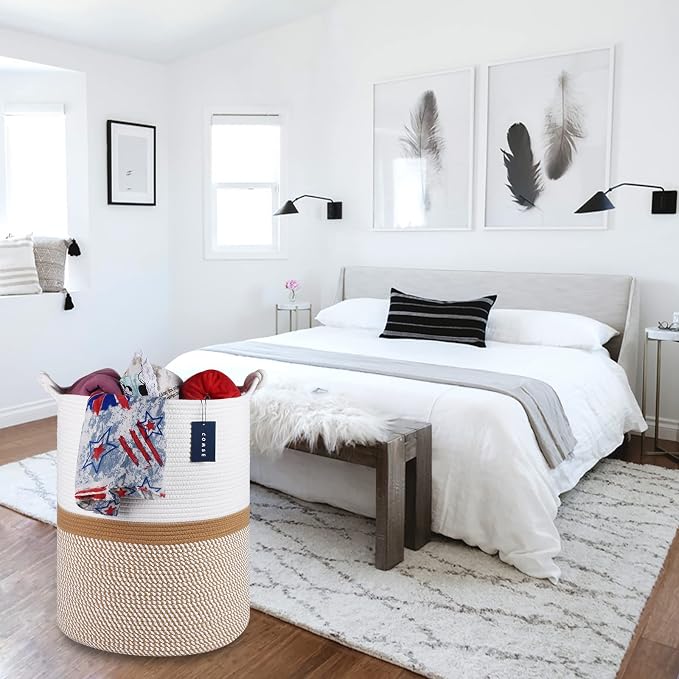 COMSE Extra Large Blanket Basket, Tall Woven Storage Basket, Nursery Hamper - Image 7