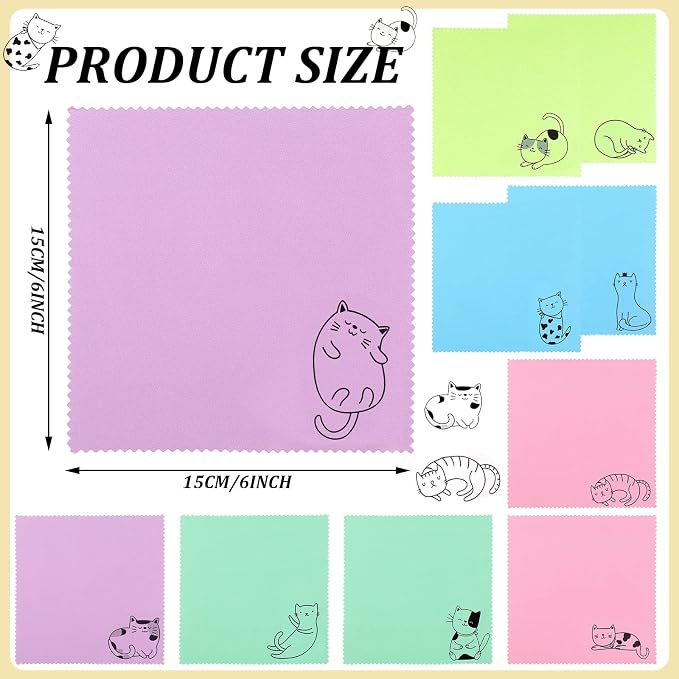 Sinmoe 20 Pcs Microfiber Cleaning Cloth Cute Kitty Cat Design Microfiber Cloth - Image 2