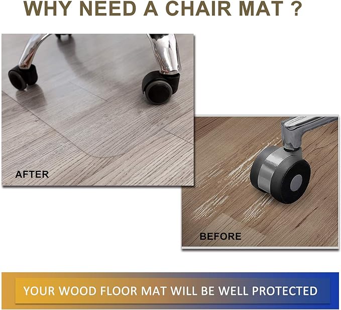 Chair Mat for Hardwood Floor, 53”x 45” Office Chair Mat, Floor Mat for Office - Image 2