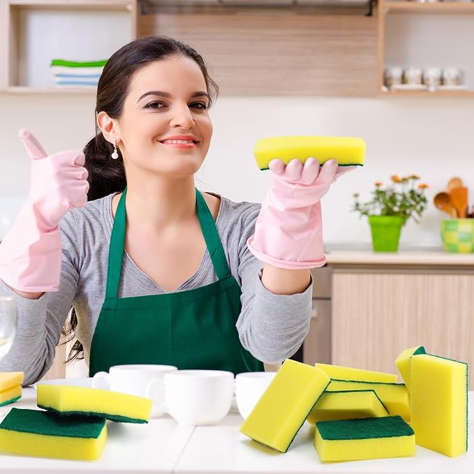Tanlade 600 Pcs Individually Wrapped Dishwashing Sponge Bulk Non Scratch Scrub - Image 7