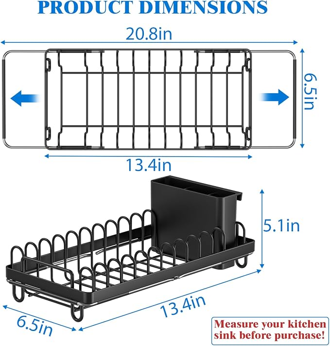 Small Dish Drying Rack Over The Sink, Compact Dish Rack - Image 5