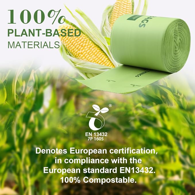 100% Compostable Trash Bags, 8 Gallon, 30 Liter, 0.85 Mils - Image 3