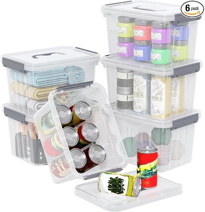 6 Quart Small Clear Plastic Storage Bins by Taysisiter