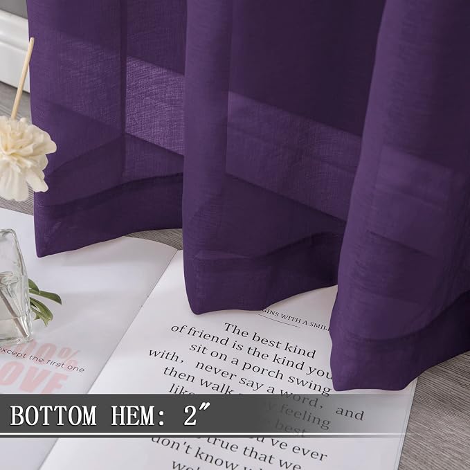 Tollpiz Sheer Curtains Linen Textured Bedroom Curtain Sheers Light Filtering - Image 4