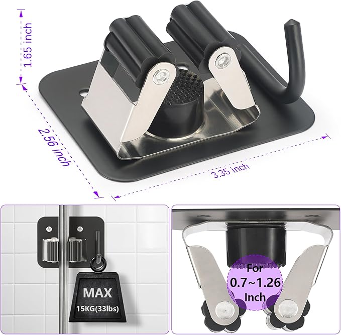 Broom Holder Wall Mount Screw Drilling, Sturdy Heavy Duty Stainless Steel Mop - Image 2
