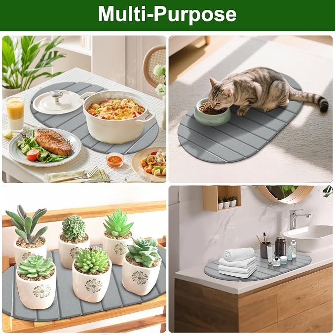 Stone Drying Mat for Kitchen Counter: 24"×16" Collapsible Stone Dish Drying Mat - Image 5